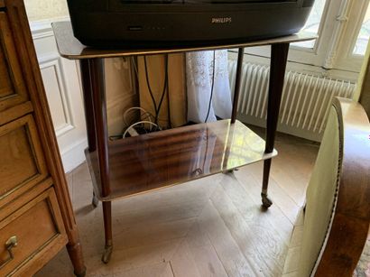 Set comprising a 50's TV stand with brace...