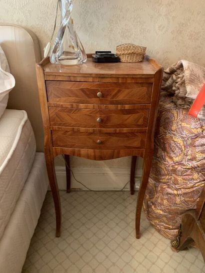 Two Louis XV style bedside tables. One game...