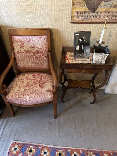 Lot: Armchair upholstered in toile de jouy...