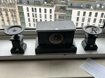 Black composition mantel set with terminal...