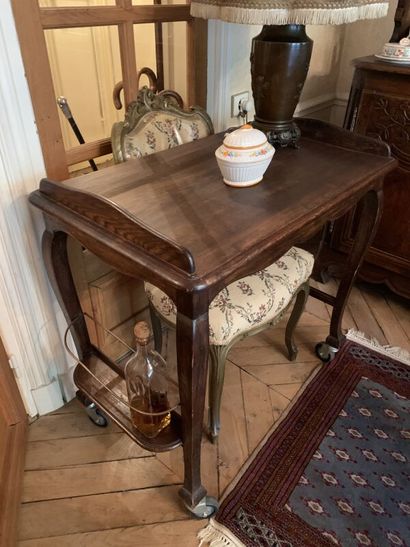 Set of four nesting tables, the tops decorated...