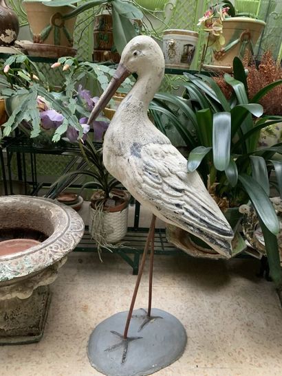 Painted stone stork.