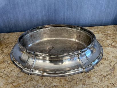 Silver-plated bronze planter with pearl frieze...