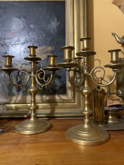 Pair of ormolu torches. A pair of copper...