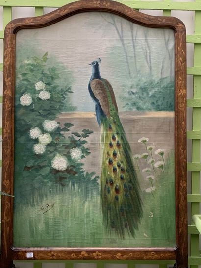 Inlaid fruitwood fireback decorated with...