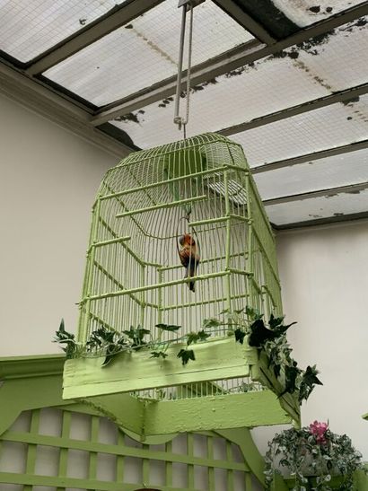 Apple-green lacquered birdcage. 
Height:...