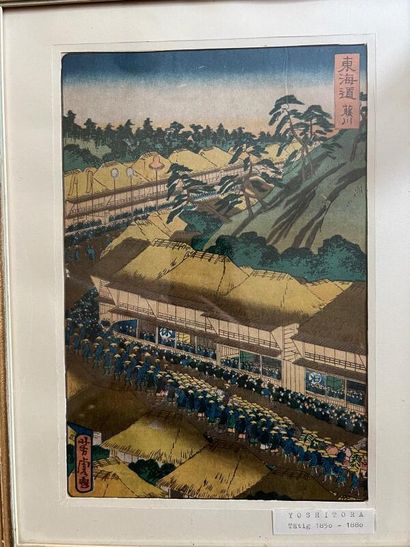 Six Japanese prints. One Chinese embroid...