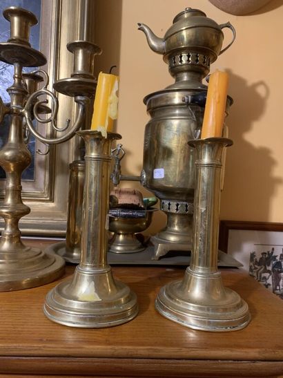 Pair of ormolu torches. A pair of copper...