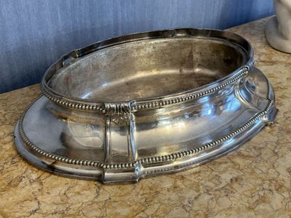 Silver-plated bronze planter with pearl frieze...