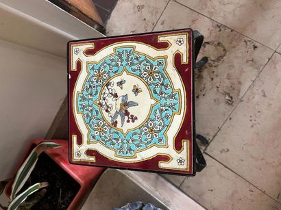 A barbotine pot cover and a small selette...