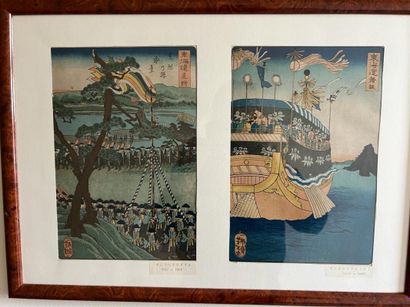 Six Japanese prints. One Chinese embroid...