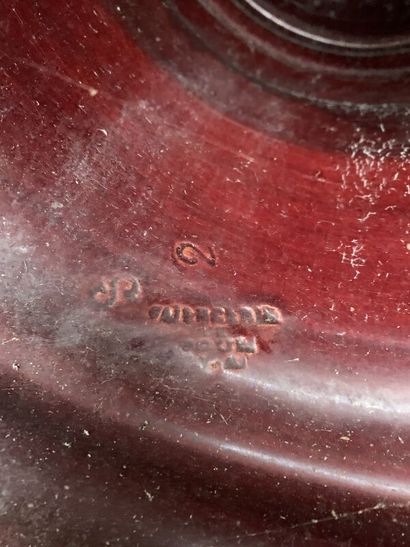 Red earthenware planter on base, handle with...