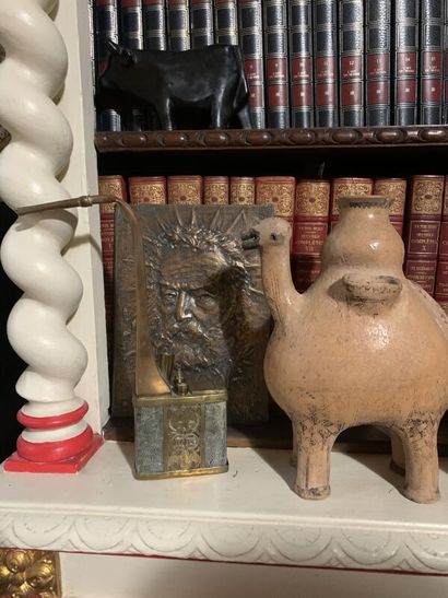 A gilt brass and stingray lighter. A zoomorphic...