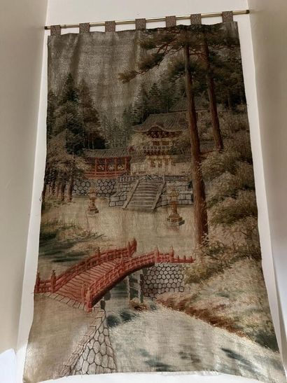 Six Japanese prints. One Chinese embroid...
