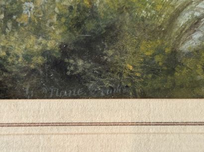 Shepherdess by the River, 
Watercolor, signed...