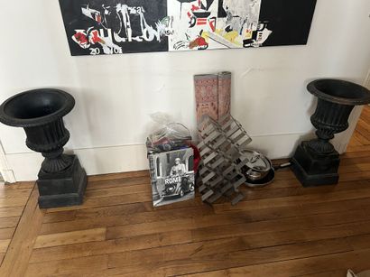 Pair of Medici vases on pedestal
Black painted...