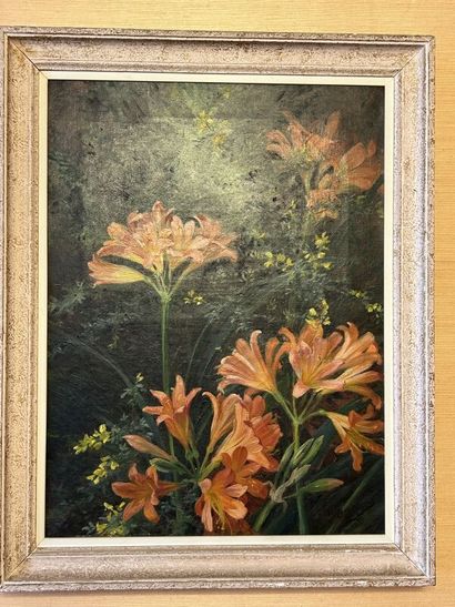 20th century school, 
Orange lilies ?
Oil...