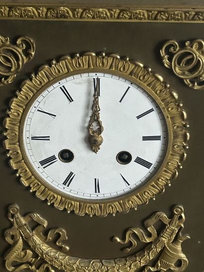 Bollard clock in sheet metal and gilt bronze...