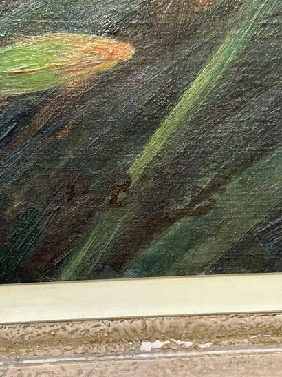 20th century school, 
Orange lilies ?
Oil...