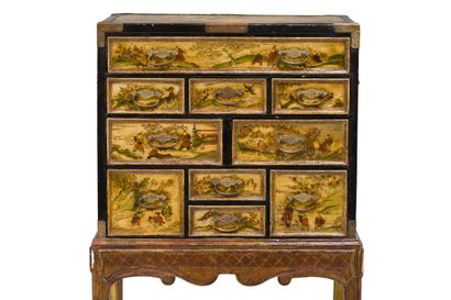 A softwood CABINET decorated on all sides...
