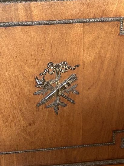 Wood veneer display case 
Bronze decoration...