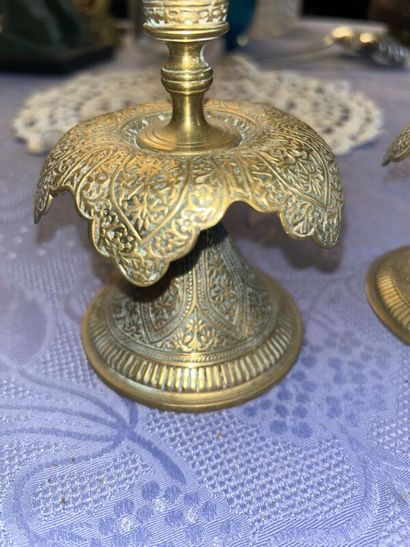 Pair of small Orientalist candlesticks in...