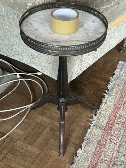 Pair of small tripod pedestal tables, end...