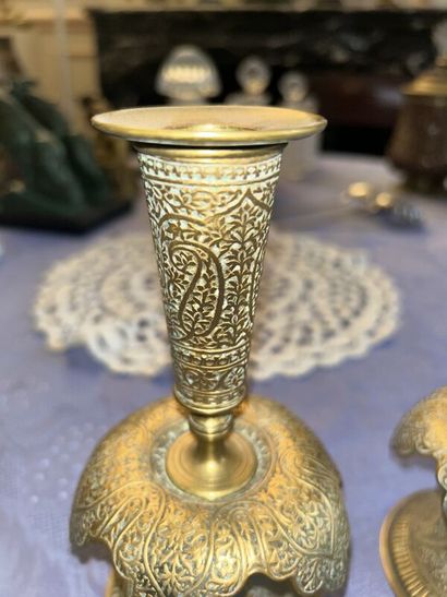 Pair of small Orientalist candlesticks in...