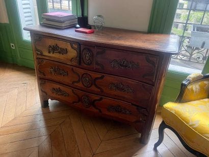 Natural wood molded COMMODE with three rows...