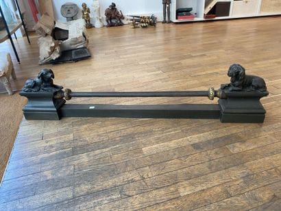 Mantelpiece bar topped by two recumbent dogs
Length:...