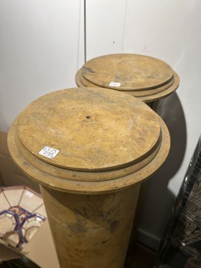 Two decorative columns, 
faux marble paint...