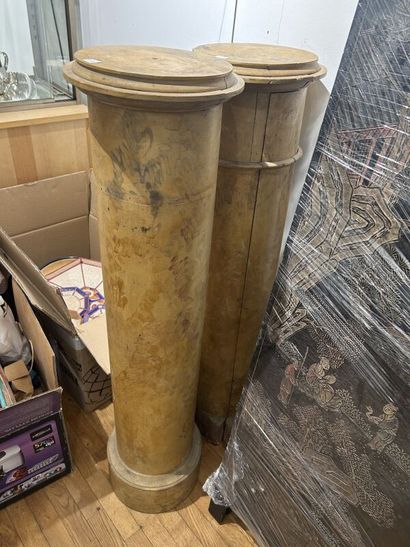 Two decorative columns, 
faux marble paint...