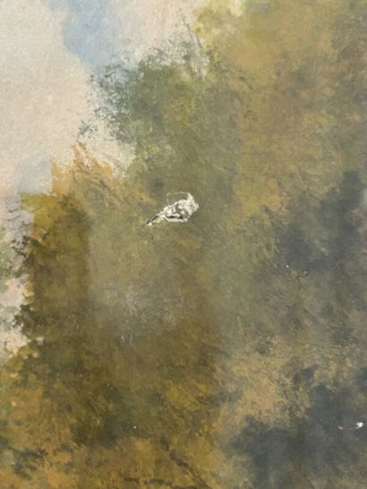 Shepherdess by the River, 
Watercolor, signed...