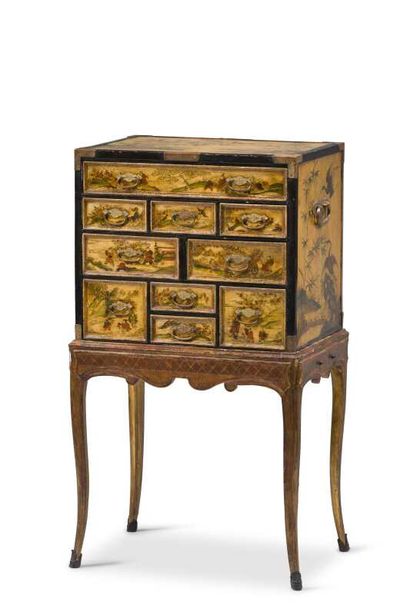 A softwood CABINET decorated on all sides...