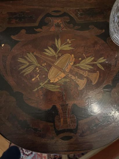 Small coffee table with three scrolled tops,...