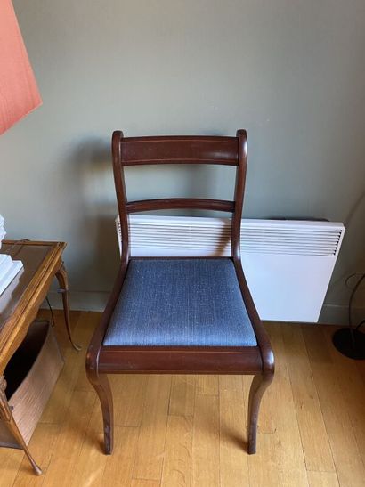 Set of six mahogany stained wood chairs
A...