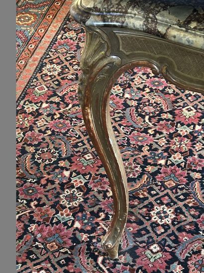 Carved and gilded wood middle table with...