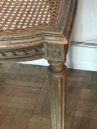 Pair of medallion chairs in grey reupholstered...