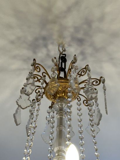 Gilded bronze chandelier with six arms, alternating...