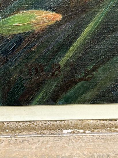 20th century school, 
Orange lilies ?
Oil...