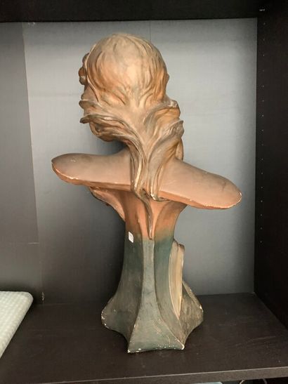 Female bust in patinated plaster.
Illegible...