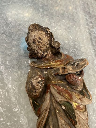 Two statuettes of saints in carved, polychromed...