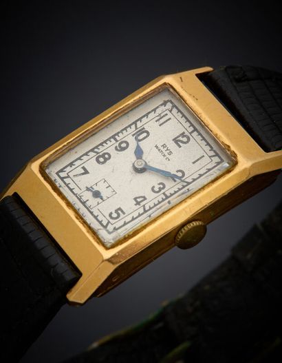 BRACELET MONTRE rectangulaire en or jaune...