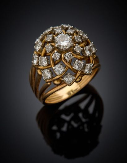 BAGUE boule en platine (min. 800‰) et fils...