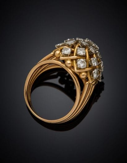 BAGUE boule en platine (min. 800‰) et fils...