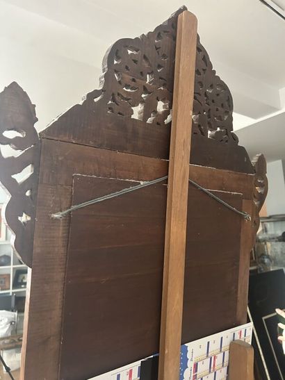 Pair of walnut mirrors inlaid with mother-of-pearl...