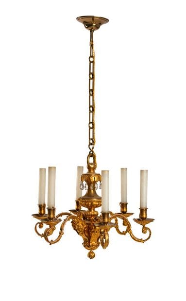 Small chiseled and gilded bronze chandelier...