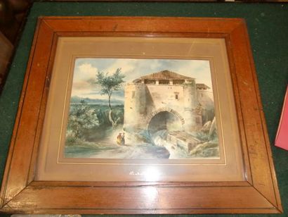 GODEFROY. 
Paysage .
 Aquarelle.
16 x 22...