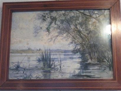 Deux aquarelles formant pendant monogrammées...
