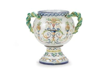 Vasque sur sellette en faience italienne...